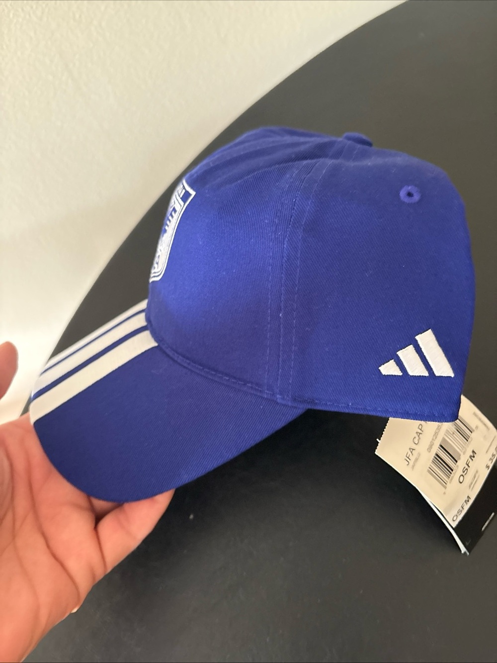 Adult OS Adidas Japan JFA Crest Blue Cap FIFA federation White Stripes - Picture 4 of 9